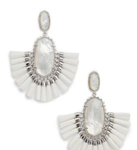 EUC Kendra Scott White & Silver Tassle Earrings
